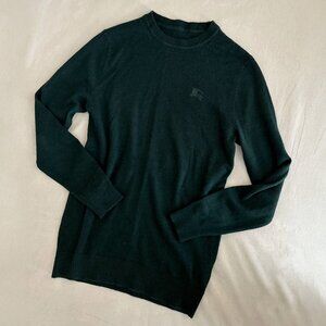 Authentic Burberry Classic Green Crewneck Wool Vintage Designer Sweater - XS/S